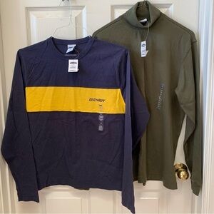 OLD NAVY bundle olive turtleneck navy blue crew neck long sleeve shirts neutral